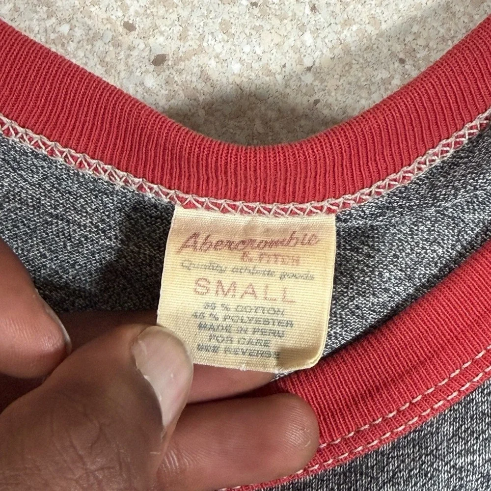 Vintage 90s Abercrombie And Fitch Ringer T Shirt Size Small Red Rover Paper Thin